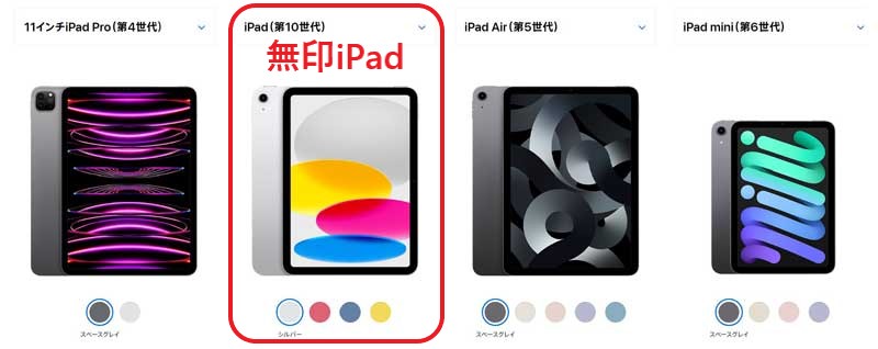 現売Appleから販売されているiPadモデルは「Pro」「無印」「Air」「mini」の4モデルが存在する
