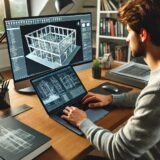 ノートパソコンで3D CADを使う大学生のイメージ