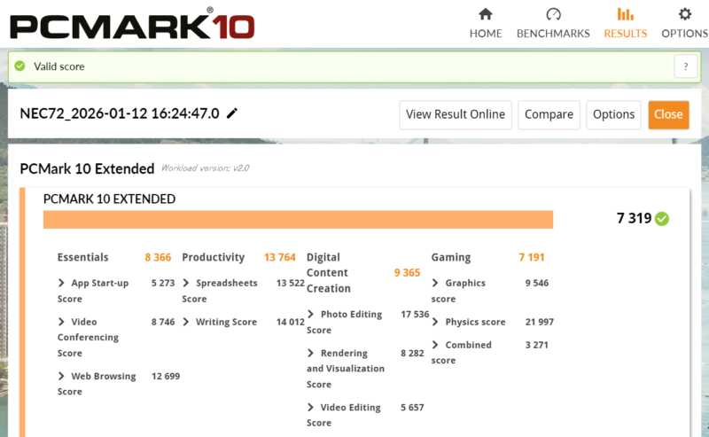 22.■■NEC NEXTREME_PC MARK 10のスコア表