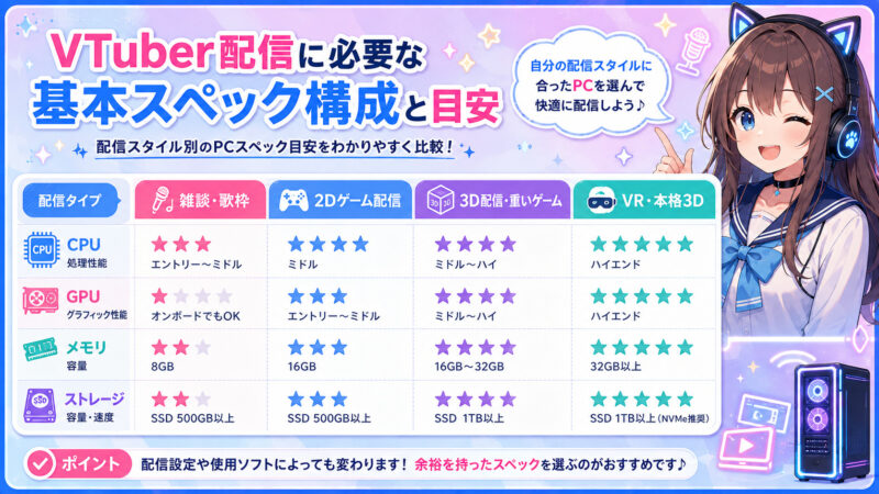 VTuberの配信に必要な基本スペック構成と目安