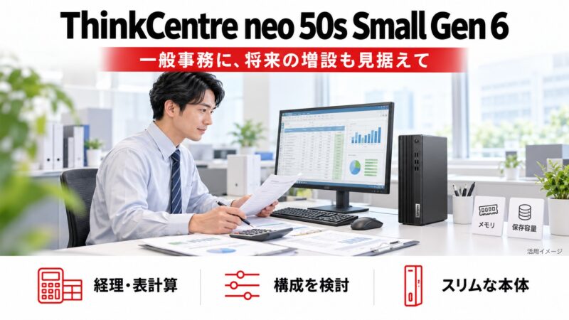★2.ThinkCentre neo 50s Small Gen 6：一般事務と増設のしやすさを両立したい企業におすすめ
