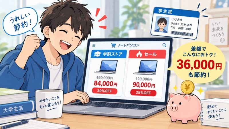 ★2.大学生に向く理由➀：学割やセールを比較して購入費用を抑えやすい