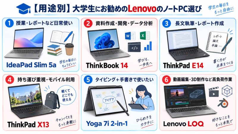 ★7.【用途別】大学生にお勧めのLenovoのノートPC選び