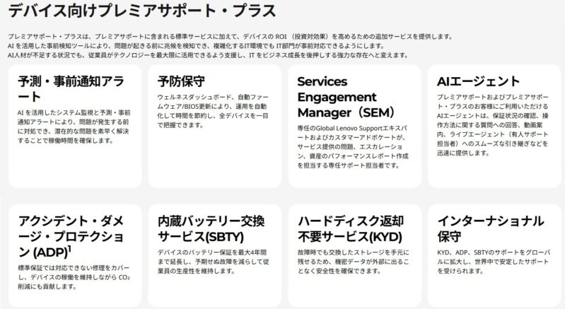 ★Lenovoの「デバイス向けプレミアサポート・プラス」の内容説明