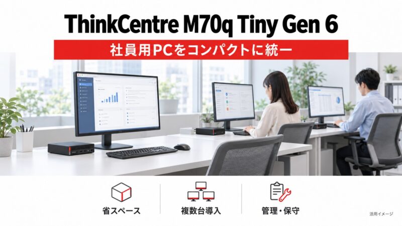★3.ThinkCentre M70q Tiny Gen 6：社員用PCを小型モデルでそろえたい企業におすすめ